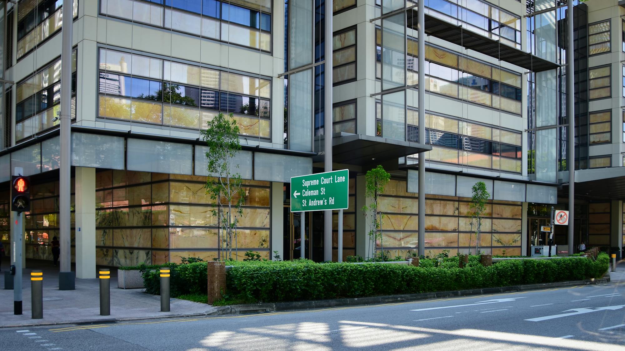 Corporate buildings and streetscape in central Singapore